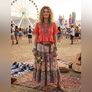 Knox Rose Crop Top Peasant Hippie Ruffle